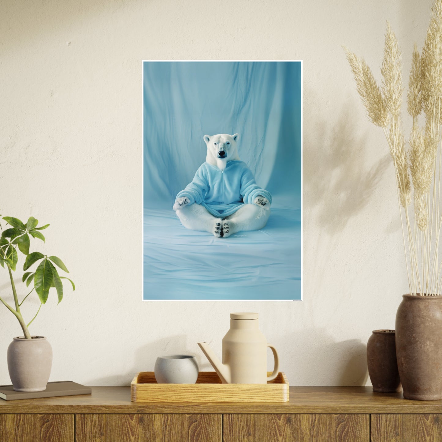 Polar Bear Yoga Meditate Art Poster