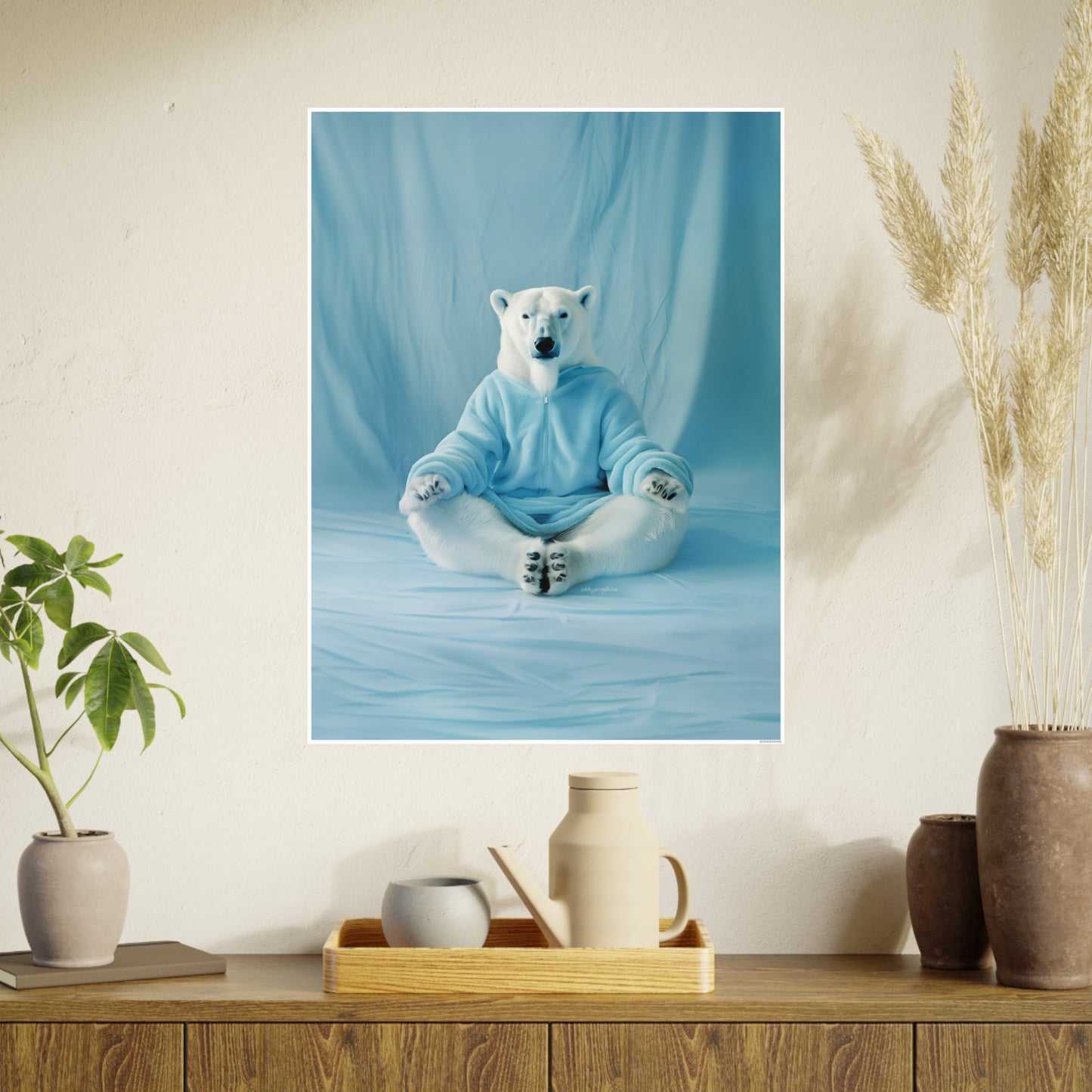 Polar Bear Yoga Meditate Art Poster